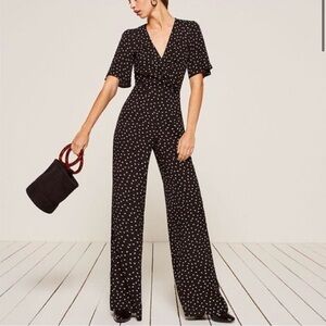 Reformation Alice Black Wide Leg Jumpsuit
